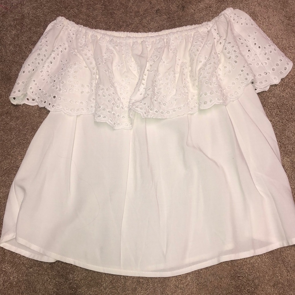 White lace off the shoulder top